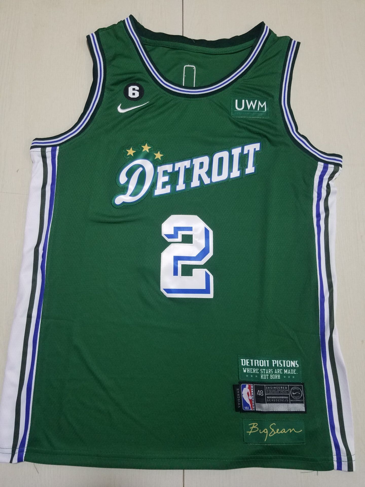 Men Detroit Pistons #2 Cunningham Green Nike City Edition 2022 NBA Jersey->youth nba jersey->Youth Jersey